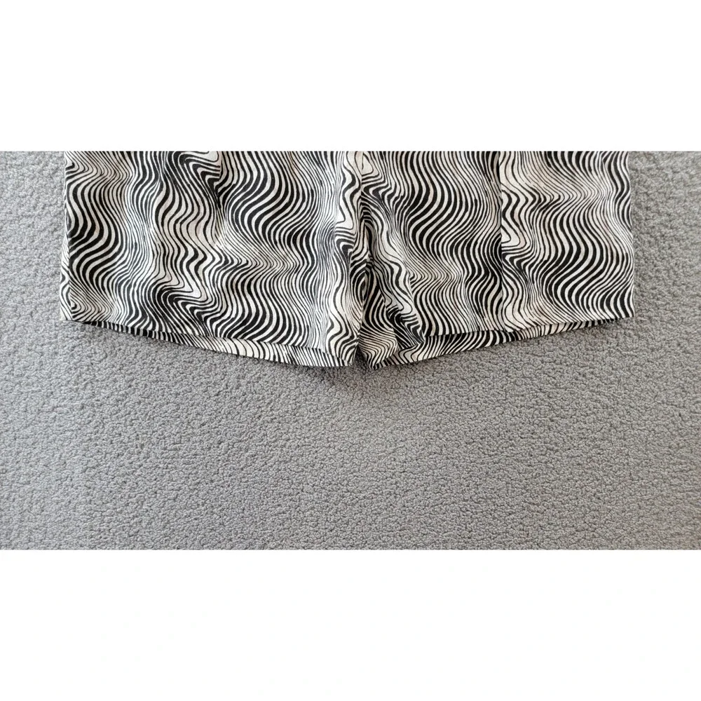 Barbour Romy Linen Blend Shorts Women's 14 Monochrome Zip Fly Hook & Bar Closure